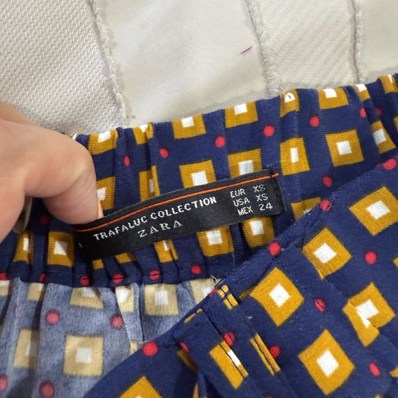 Zara Blue and Gold Patterned Trousers - Picture 2 of 4